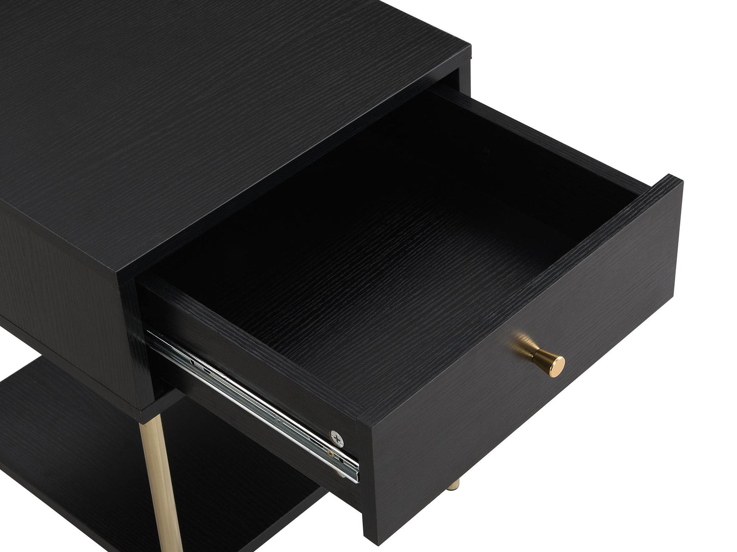 Table de chevet 1 tiroir - MDF et métal - Noir et doré - MILAVIA de Pascal Morabito