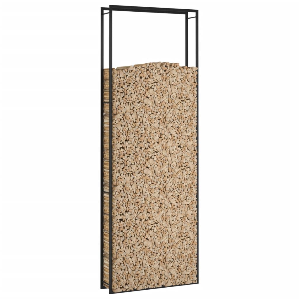 vidaXL Portant de bois de chauffage Noir mat 110x28x312 cm Acier