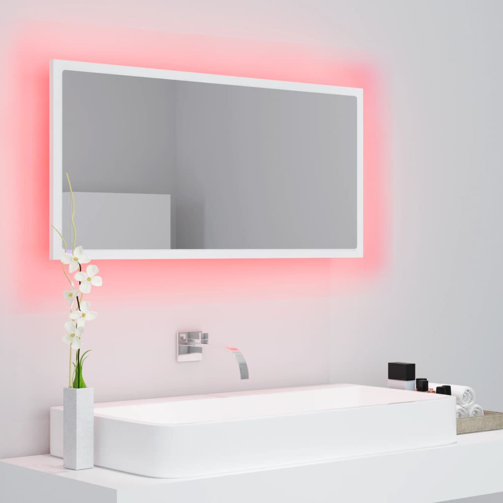 vidaXL Miroir à LED de salle de bain Blanc 90x8,5x37 cm Acrylique