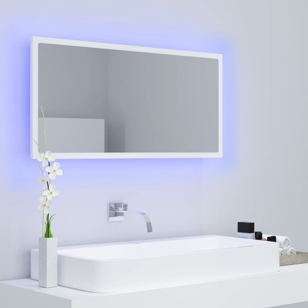 vidaXL Miroir à LED de salle de bain Blanc 90x8,5x37 cm Acrylique