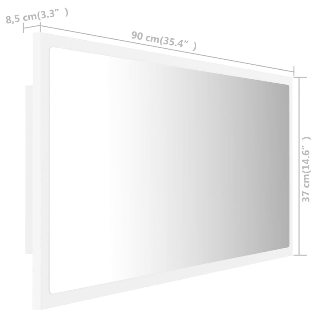 vidaXL Miroir à LED de salle de bain Blanc 90x8,5x37 cm Acrylique