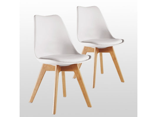 Lot de 2 chaises scandinaves blanches lorenzo - assise rembourrée - salle à manger, cuisine ou bureau