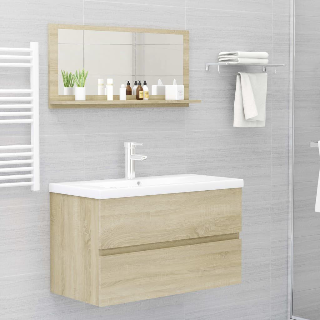 vidaXL Miroir de salle de bain Chêne sonoma 80x10,5x37 cm Aggloméré
