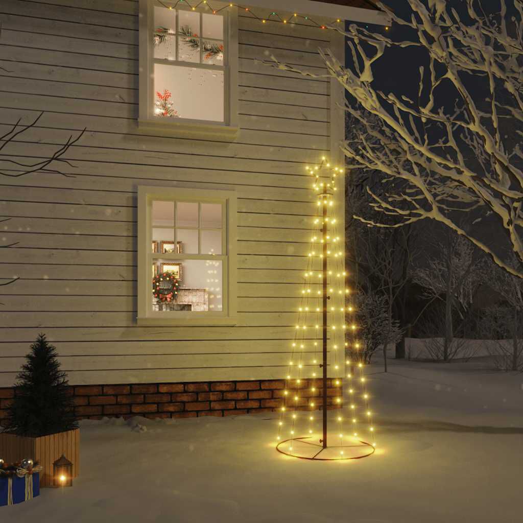 NEUF - vidaXL Arbre de Noël cône Blanc chaud 108 LED 70x180 cm