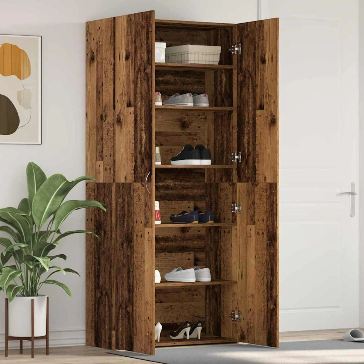 vidaXL Armoire à chaussures avec étagère Marron 80 x 35,5 x 180 cm Bois composite