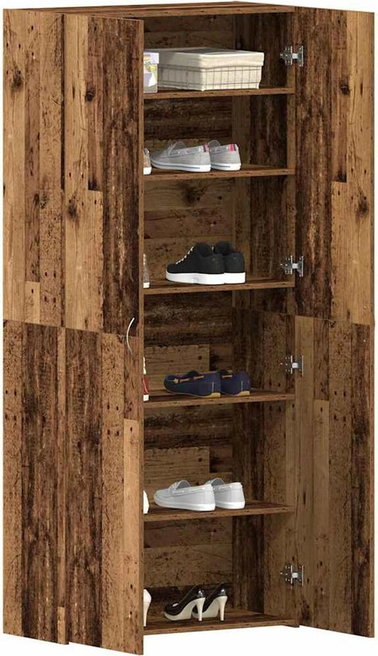vidaXL Armoire à chaussures avec étagère Marron 80 x 35,5 x 180 cm Bois composite