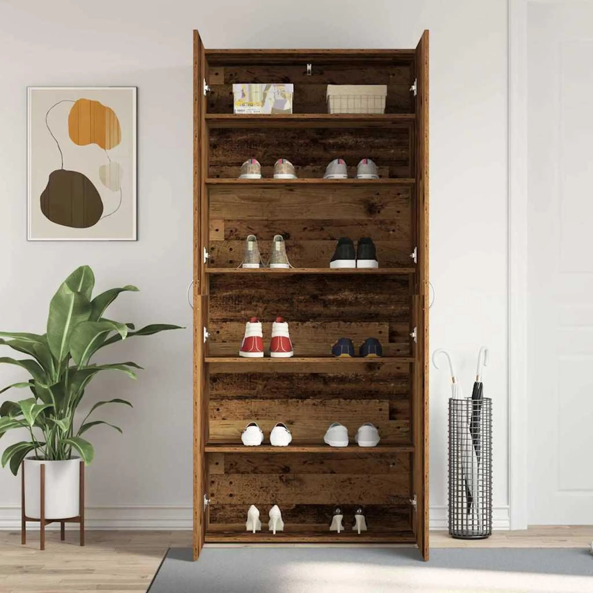 vidaXL Armoire à chaussures avec étagère Marron 80 x 35,5 x 180 cm Bois composite