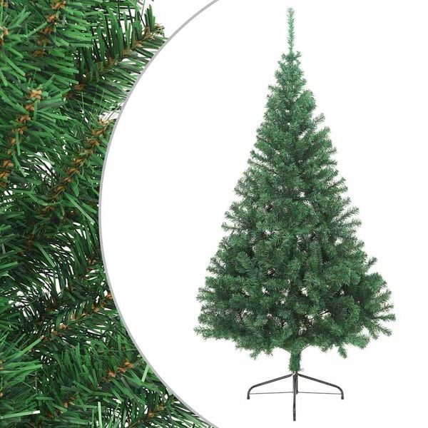 NEUF - vidaXL Sapin de Noël artificiel moitié avec support vert 180 cm PVC