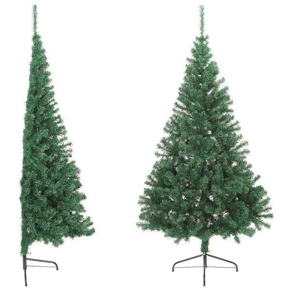 NEUF - vidaXL Sapin de Noël artificiel moitié avec support vert 180 cm PVC