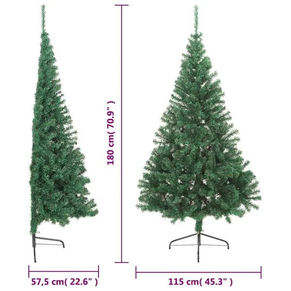 NEUF - vidaXL Sapin de Noël artificiel moitié avec support vert 180 cm PVC