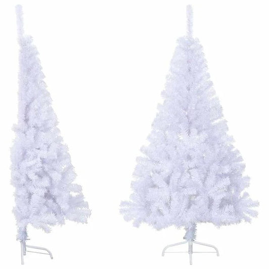 NEUF - vidaXL Sapin de Noël artificiel moitié avec support blanc 150 cm PVC