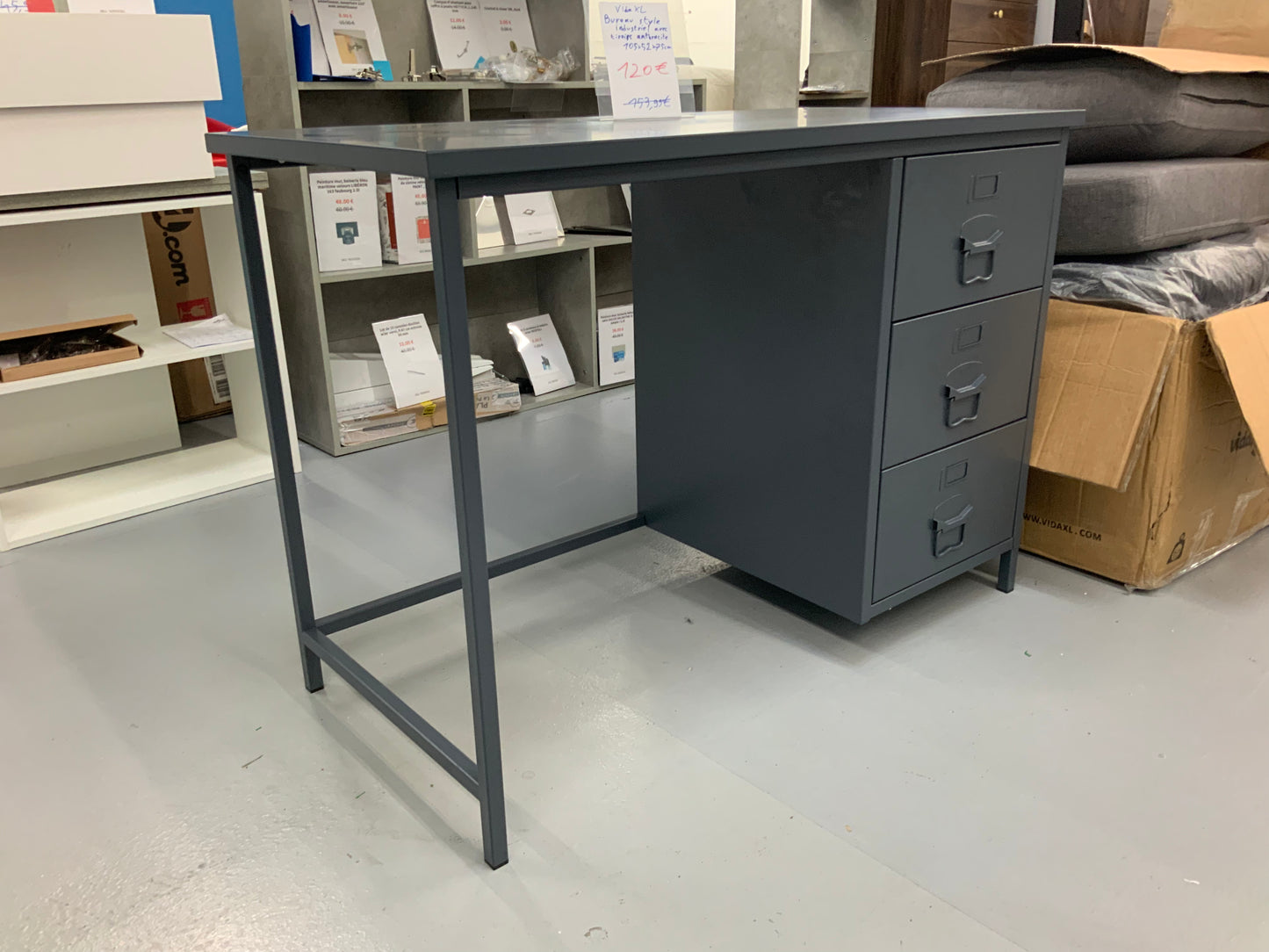 vidaXL Bureau style industriel avec tiroirs anthracite 105x52x75 cm
