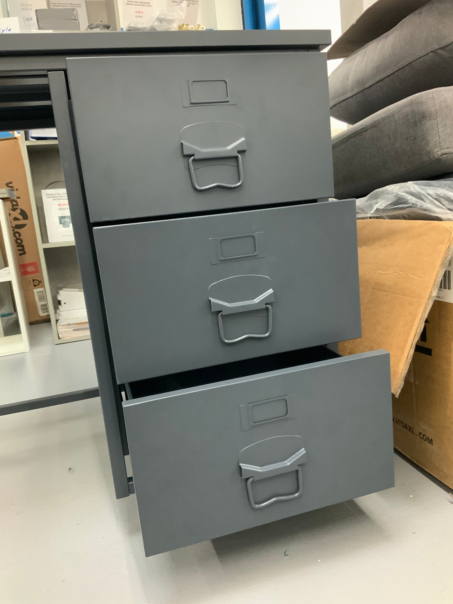 vidaXL Bureau style industriel avec tiroirs anthracite 105x52x75 cm