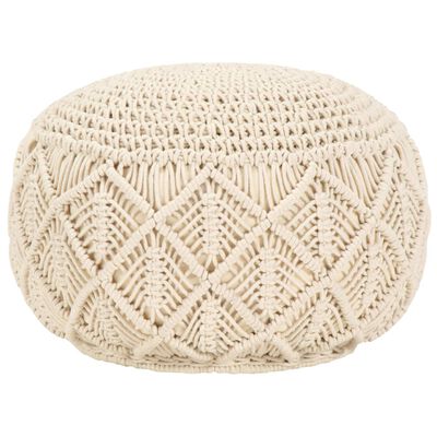 vidaXL Pouf fait à la main en macramé 45 x 30 cm Coton