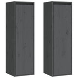 vidaXL Armoires murales 2 pcs Gris 30x30x100 cm Bois de pin massif