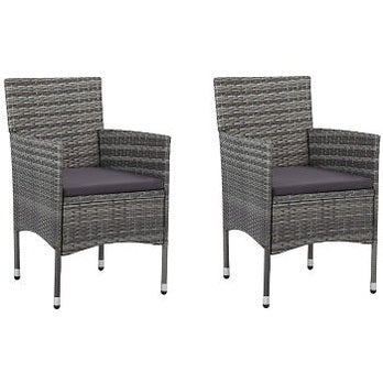vidaXL Chaises à manger de jardin lot de 2 Résine tressée Gris