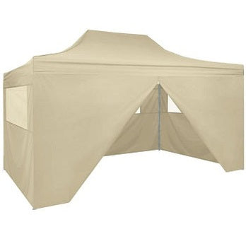 vidaXL Tente pliable avec 4 parois latéraux 3 x 4,5 m Blanc crème