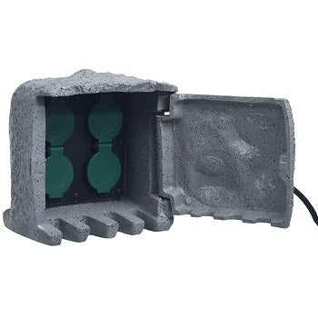vidaXL 4 prises de jardin imperméables Résine tressée Gris