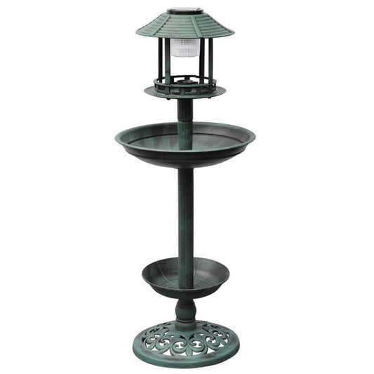 vidaXL Mangeoire à oiseaux avec lampe solaire