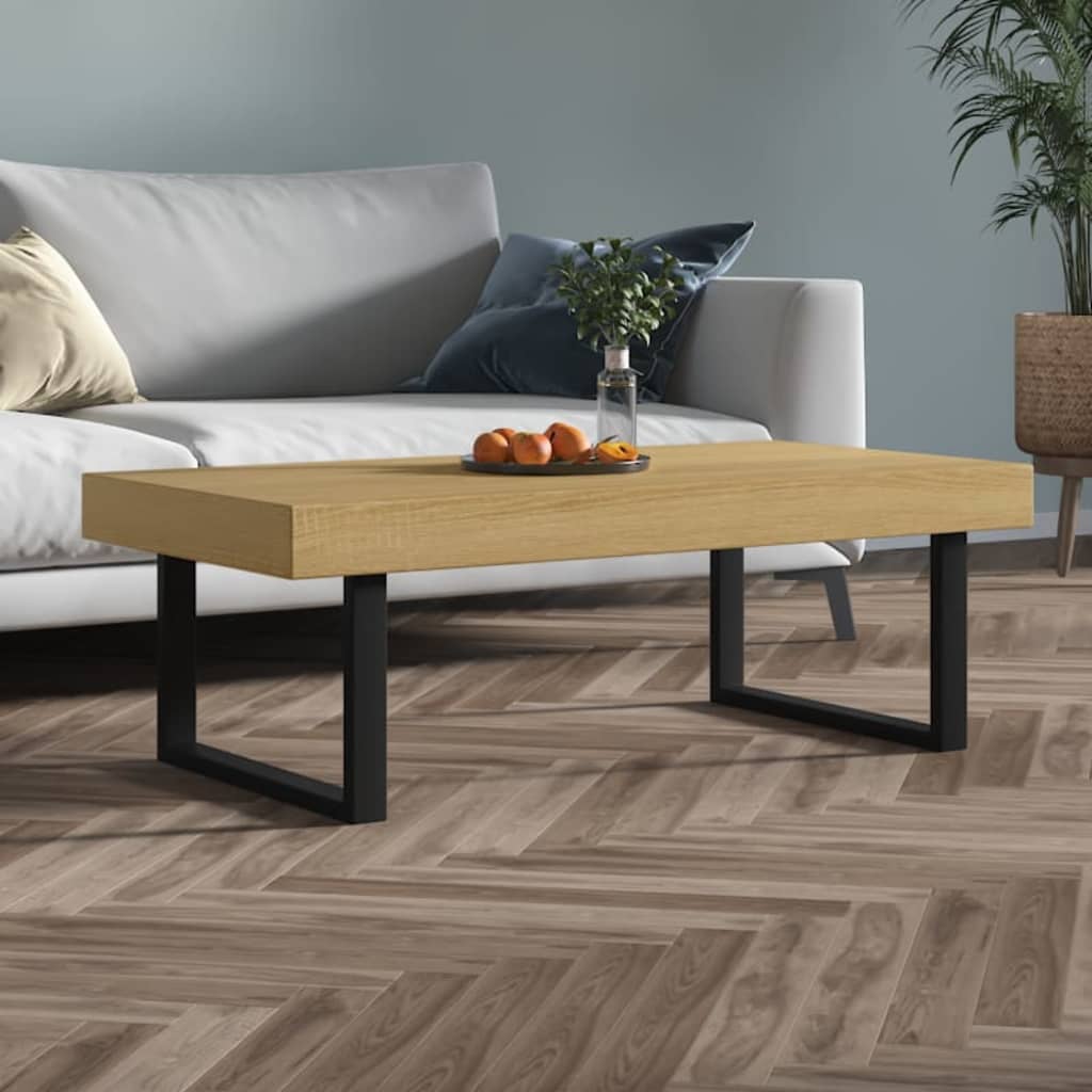 Table basse Marron clair et noir 120x60x40 cm MDF et fer - vidaXL