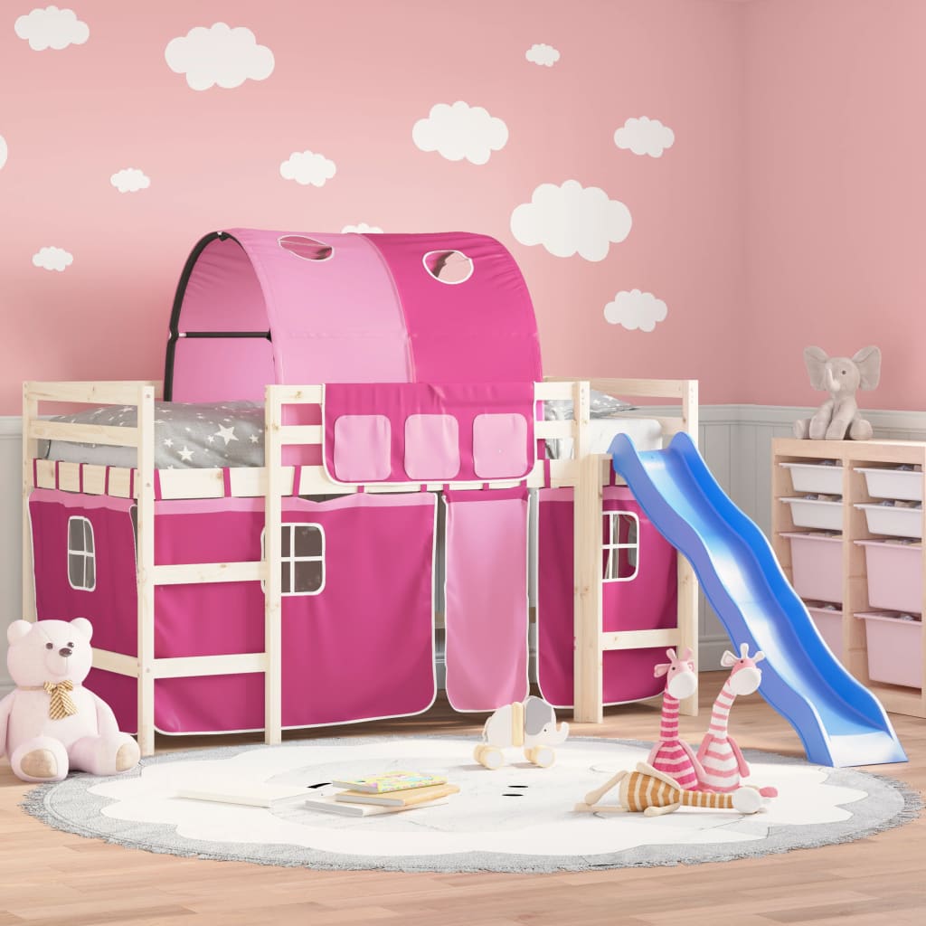 Rideaux pour lit mezzanine avec tunnel rose polyester - vidaXL