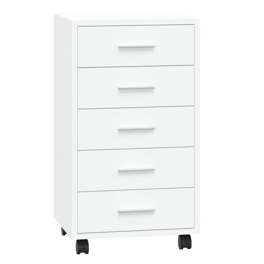 Armoire à tiroirs avec roulettes Blanc brillant Bois ingénierie - vidaXL