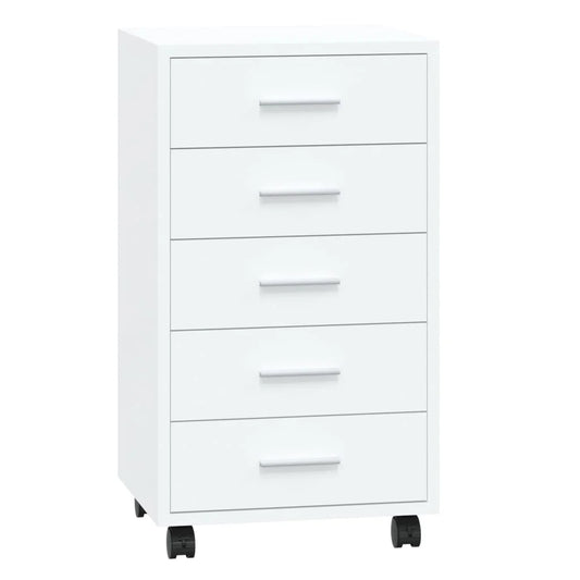 Armoire à tiroirs avec roulettes Blanc brillant Bois ingénierie - vidaXL