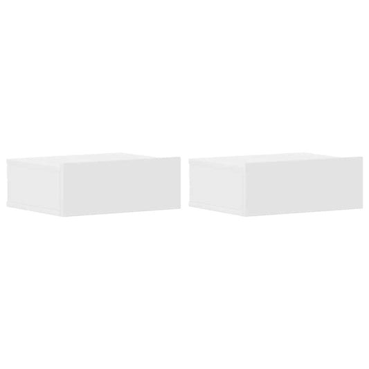 Tables de chevet flottantes 2 pcs Blanc bois d’ingénierie - vidaXL