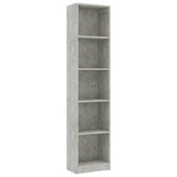 vidaXL Bibliothèque à 5 niveaux Gris béton 40x24x175cm Bois ingénierie