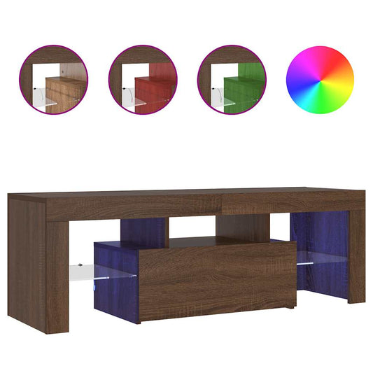 vidaXL Meuble TV avec lumières LED chêne marron 140x35x40 cm