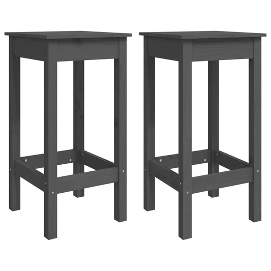 vidaXL Chaises de bar lot de 2 gris 40x40x78 cm bois de pin solide