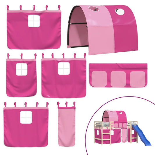 Rideaux pour lit mezzanine avec tunnel rose polyester - vidaXL