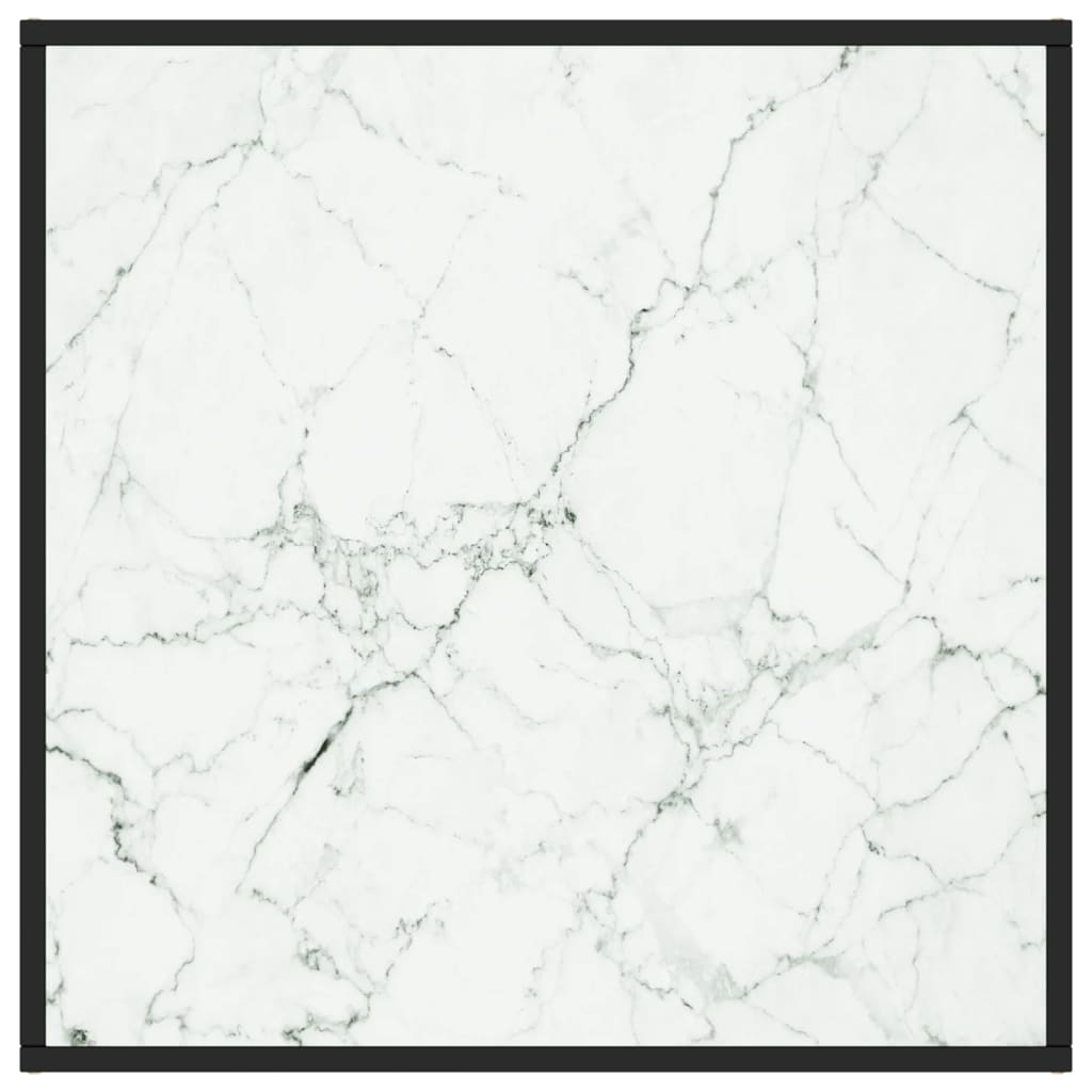 vidaXL Table basse Noir avec verre marbre blanc 80x80x35 cm
