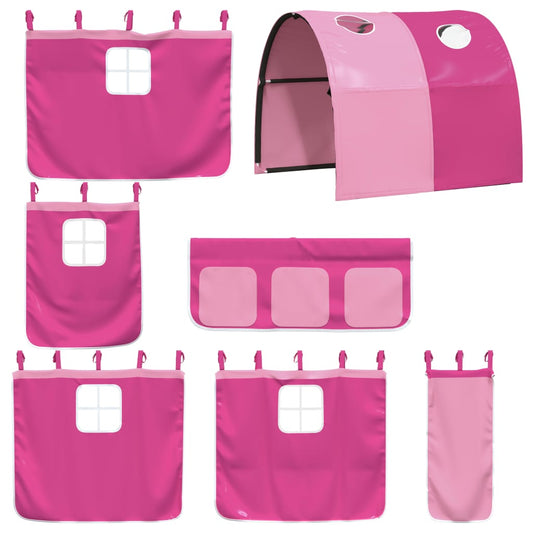 Rideaux pour lit mezzanine avec tunnel rose polyester - vidaXL