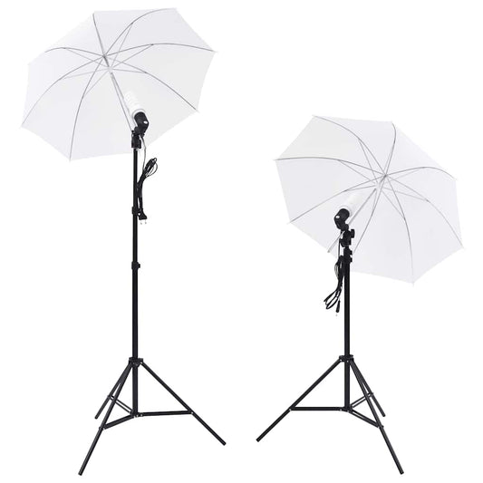 Kit de studio photo 5 toiles de fond colorées et 2 ombrelles - vidaXL