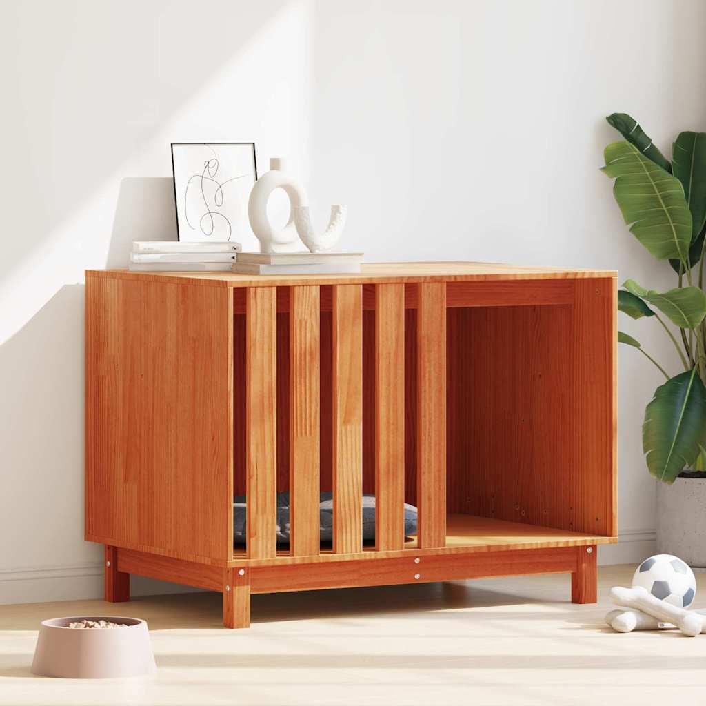 vidaXL Maison pour Chiens Brun cire 100 x 70 x 70 cm Pin massif