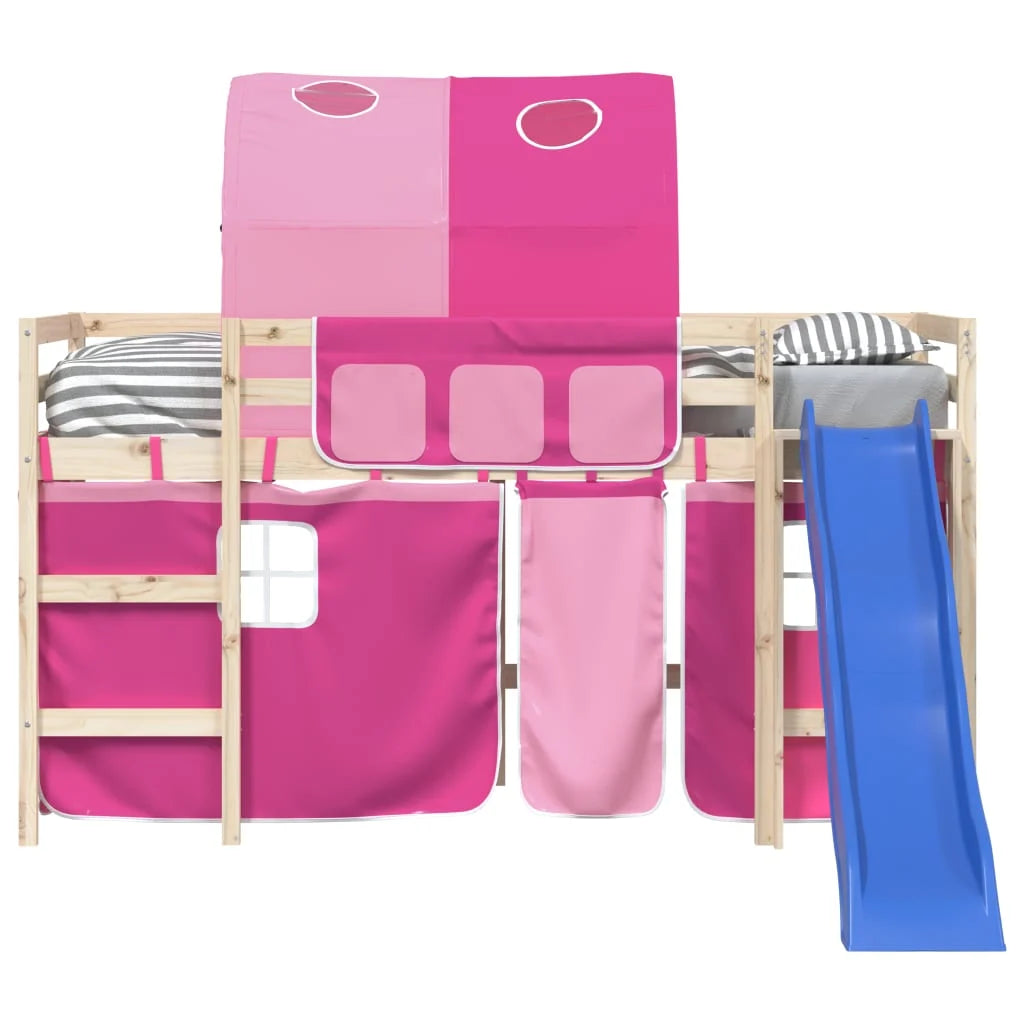 Rideaux pour lit mezzanine avec tunnel rose polyester - vidaXL