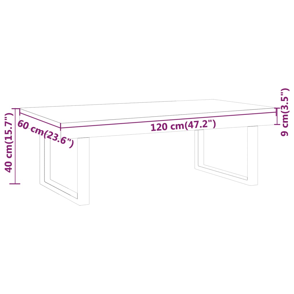 Table basse Marron clair et noir 120x60x40 cm MDF et fer - vidaXL