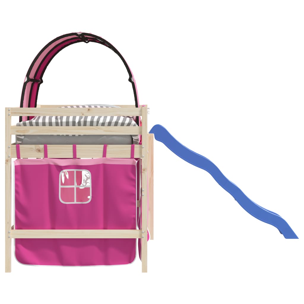 Rideaux pour lit mezzanine avec tunnel rose polyester - vidaXL