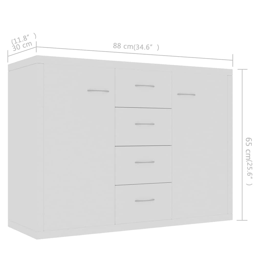 vidaXL Buffet Blanc 88x30x65 cm Bois d'ingénierie