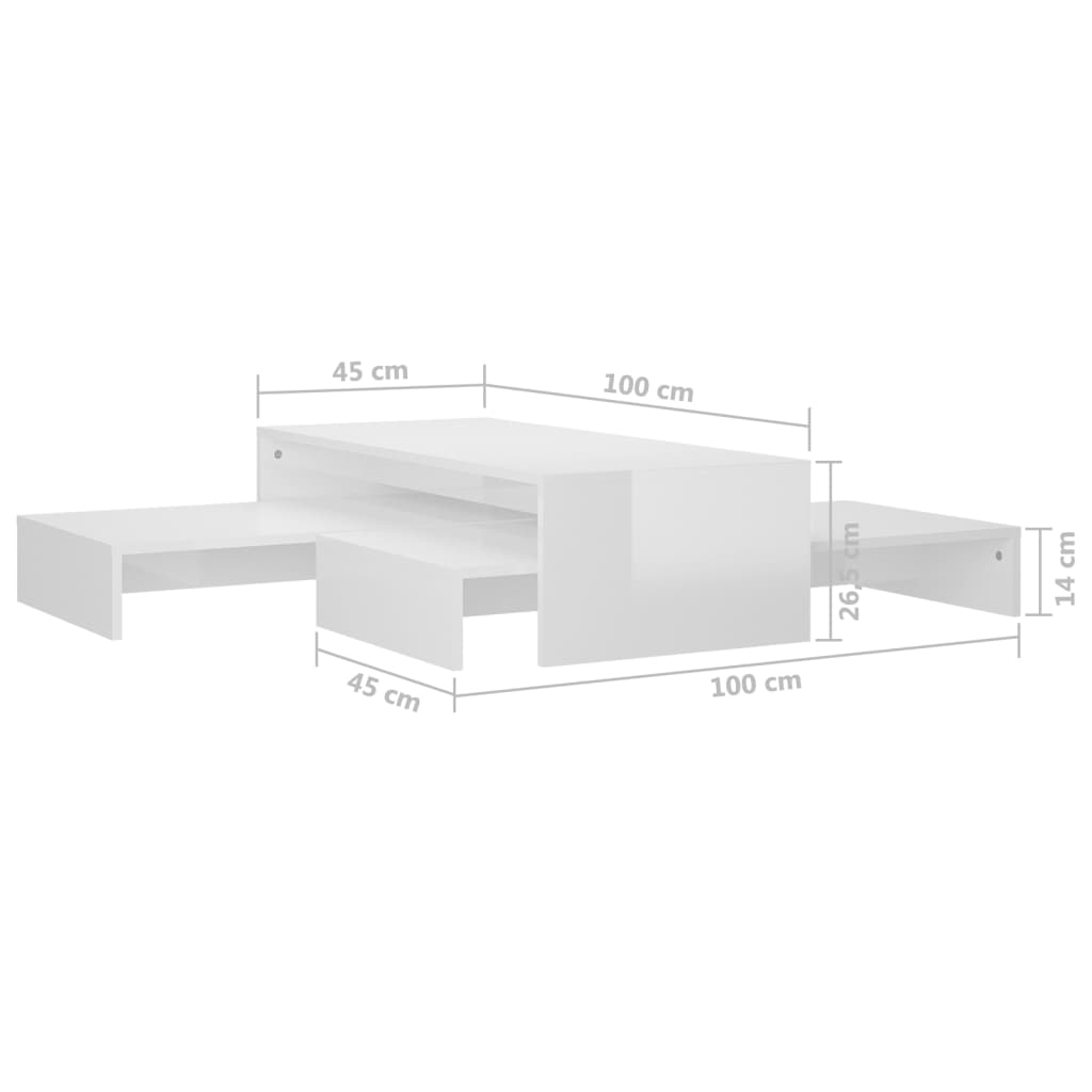 Ensemble de tables basses gigognes blanc brillant - vidaXL