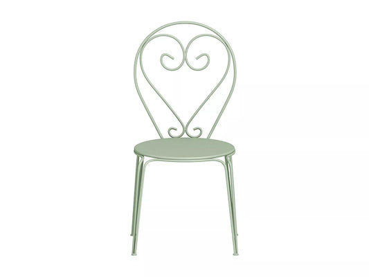 1 Chaise de jardin empilables en métal façon fer forgé - Vert amande - GUERMANTES de MYLIA